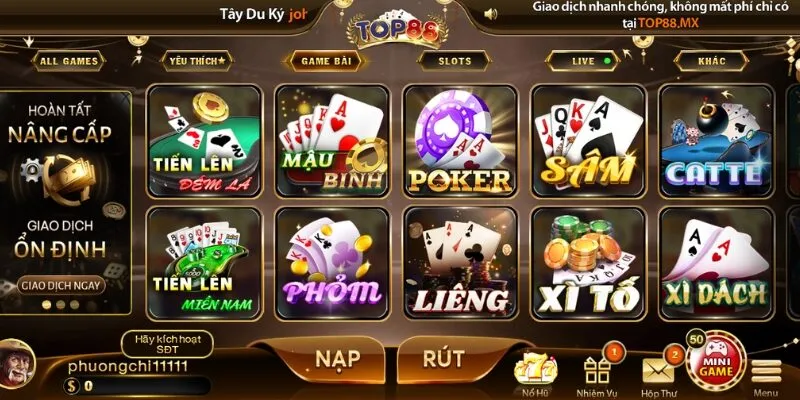 Kho game TOP88 xây dựng theo phong cách hiện đại 